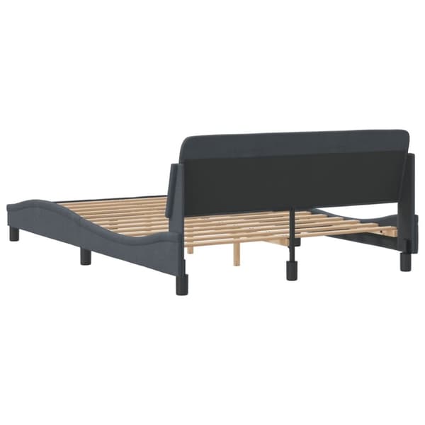 sengeramme med sengegavl 140x190 cm fløjl mørkegrå