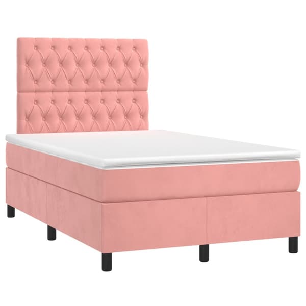 Ramsäng med madrass rosa 120x190 cm sammet