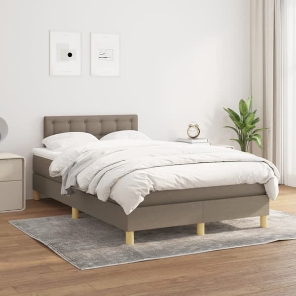Ramsäng med madrass taupe 120x190 cm tyg