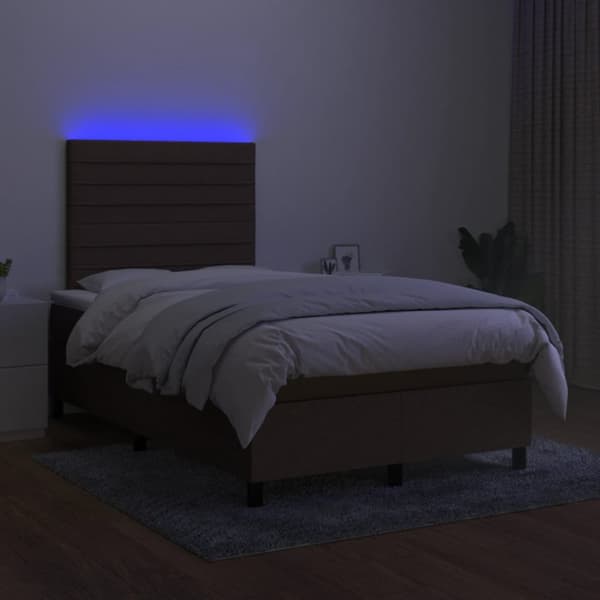 kontinentalseng med LED-lys 120x190 cm stof sort