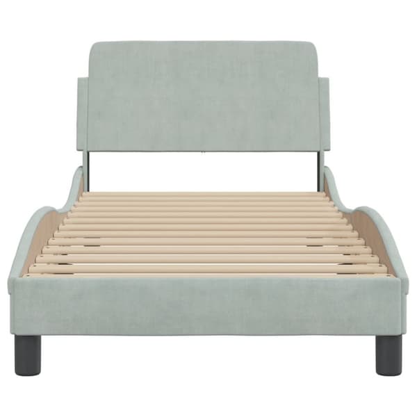 sengeramme med sengegavl 90x200 cm fløjl lysegrå