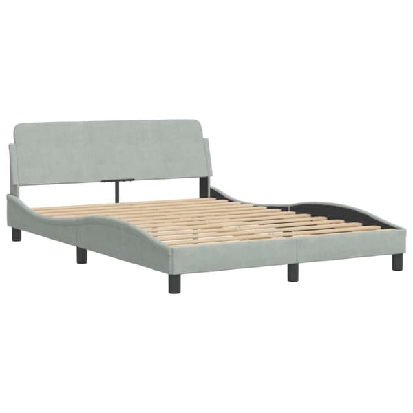 sengeramme med sengegavl 120x200 cm fløjl lysegrå