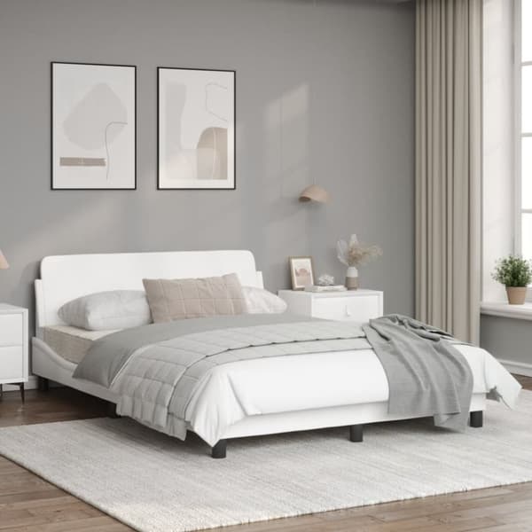 sengeramme med sengegavl 120x200 cm kunstlæder hvid