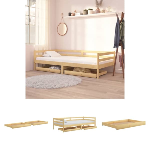 The Living Store Päivävuoteen vetolaatikot 2 kpl täysi mänty - Sängyt & tarvikkeet