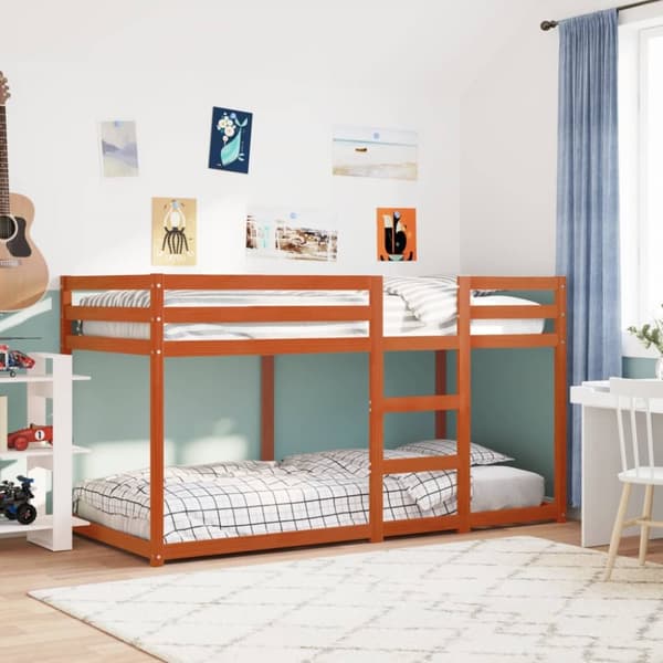 The Living Store Våningssäng vaxad brun 75x190 cm massiv furu -  Sängar & tillbehör