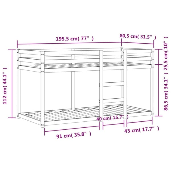 The Living Store Våningssäng vaxad brun 75x190 cm massiv furu -  Sängar & tillbehör