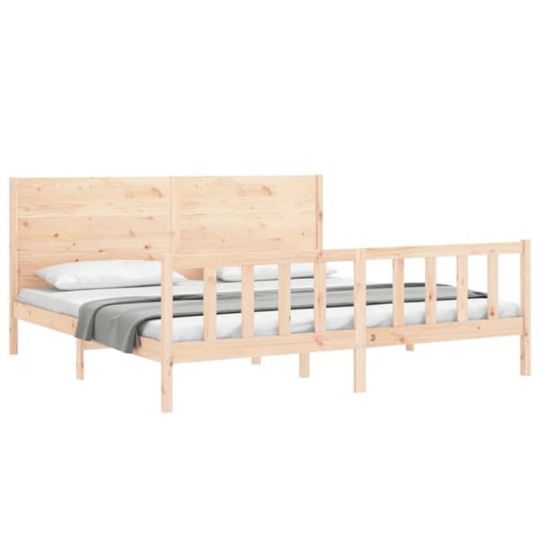 sengeramme med sengegavl 200x200 cm massivt træ