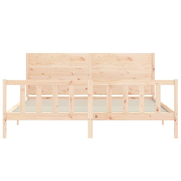 sengeramme med sengegavl 200x200 cm massivt træ