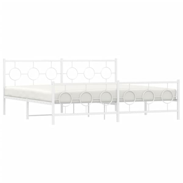 sengeramme med sengegavl og fodgærde 193x203 cm metal hvid