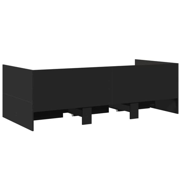 daybed med skuffer 90x200 cm konstrueret træ sort