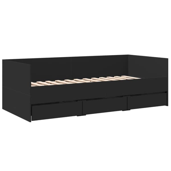 daybed med skuffer 75x190 cm konstrueret træ sort