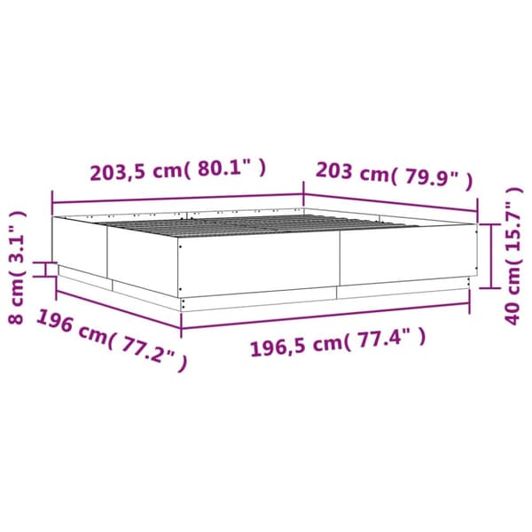 Sängynrunko musta 200x200 cm tekninen puu