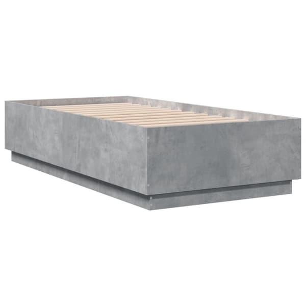 sengeramme med ED-lys 90x190 cm konstrueret træ betongrå