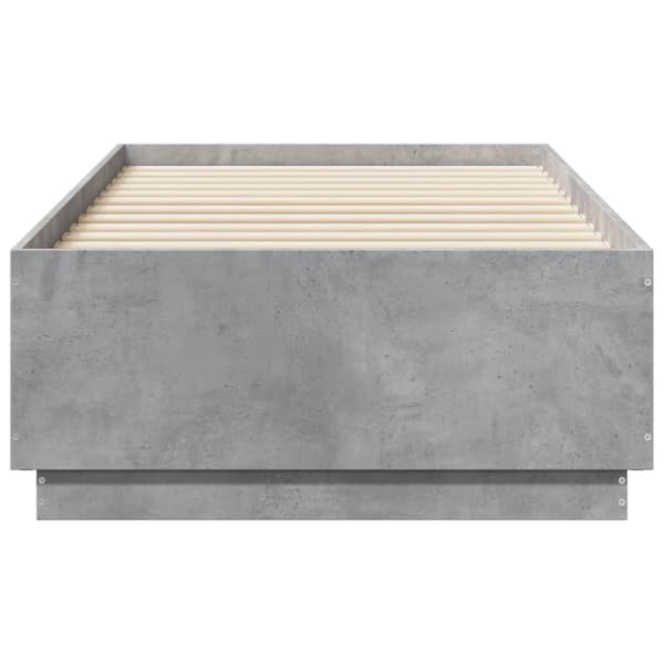 sengeramme med ED-lys 90x190 cm konstrueret træ betongrå