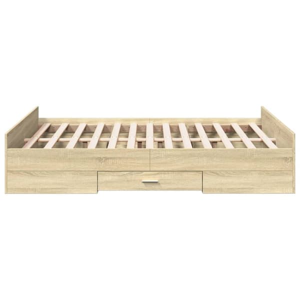 sengeramme med skuffer 120x190 cm konstrueret træ sonoma-eg