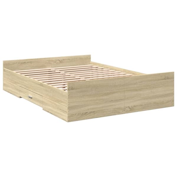 sengeramme med skuffer 120x190 cm konstrueret træ sonoma-eg