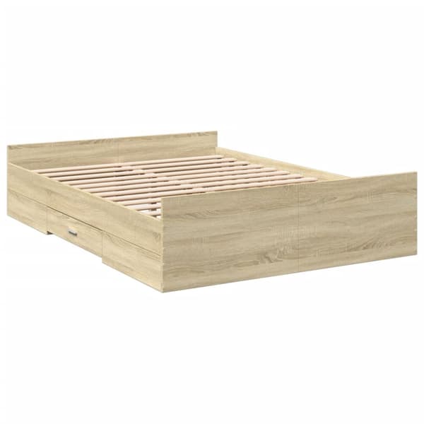 sengeramme med skuffer 120x190 cm konstrueret træ sonoma-eg