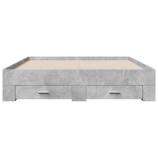 Sängynrunko laatikoilla betoninharmaa 150x200 cm tekninen puu