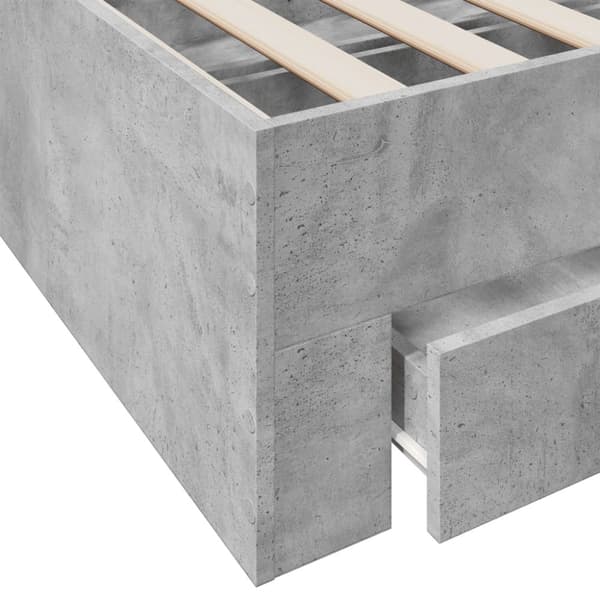 Sängynrunko laatikoilla betoninharmaa 150x200 cm tekninen puu