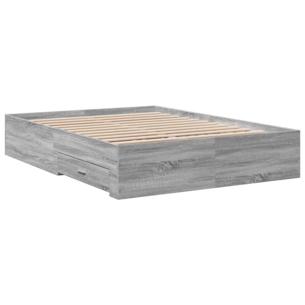 sengeramme med skuffer 120x200 cm konstrueret træ grå sonoma-eg