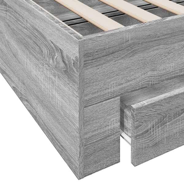 sengeramme med skuffer 120x200 cm konstrueret træ grå sonoma-eg