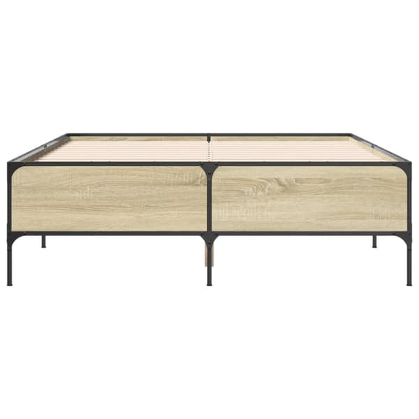 sengestel 120x200 cm konstrueret træ og metal sonoma-eg