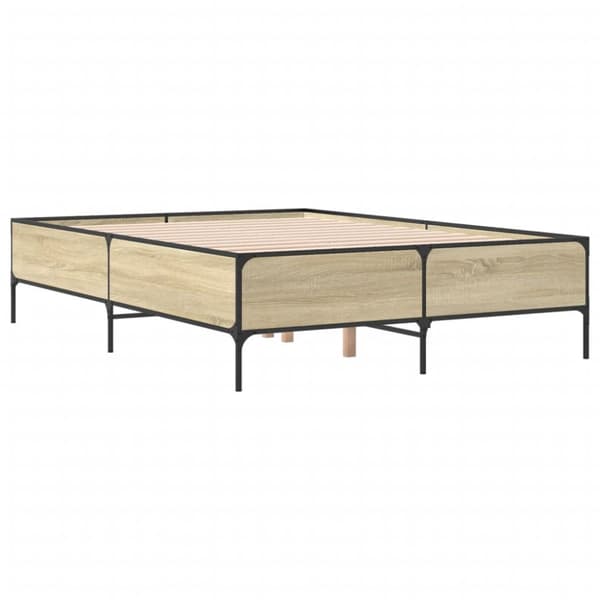 sengestel 120x200 cm konstrueret træ og metal sonoma-eg