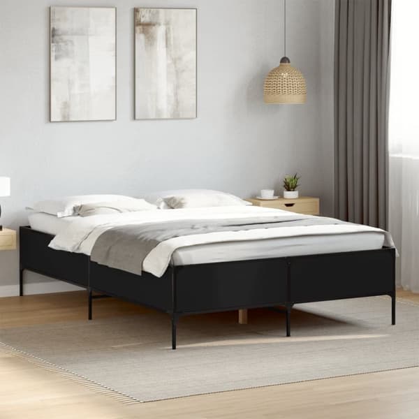 sengestel 120x190 cm konstrueret træ og metal sort