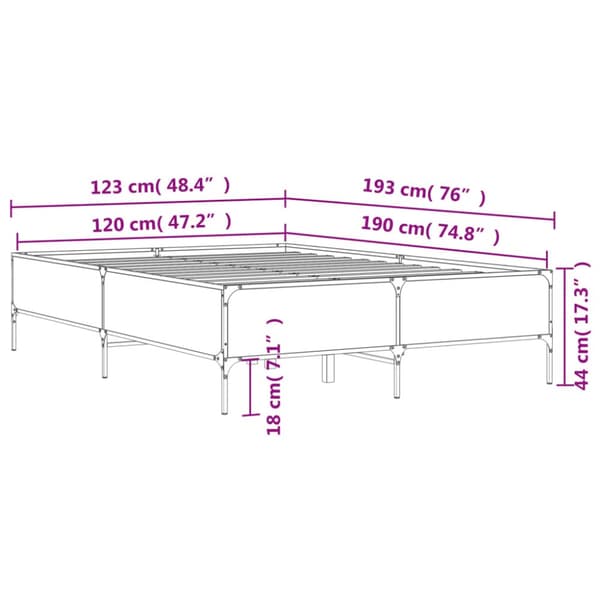 sengestel 120x190 cm konstrueret træ og metal sort