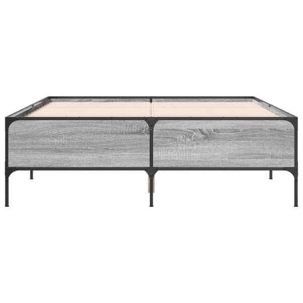 sengestel 120x190 cm konstrueret træ og metal grå sonoma-eg