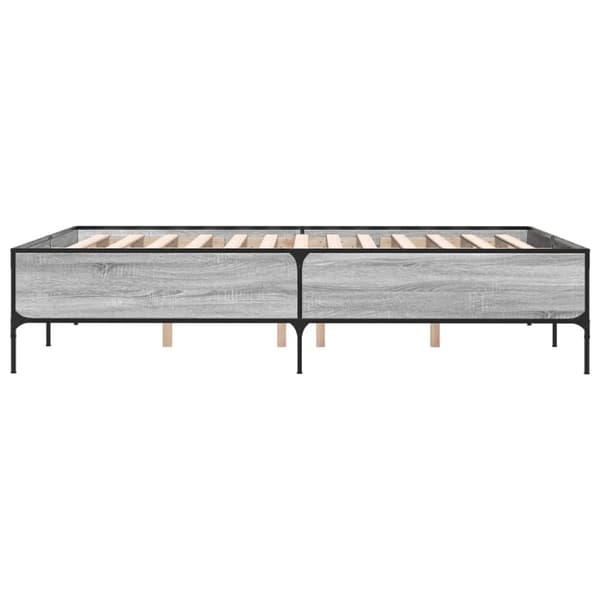 sengestel 120x190 cm konstrueret træ og metal grå sonoma-eg