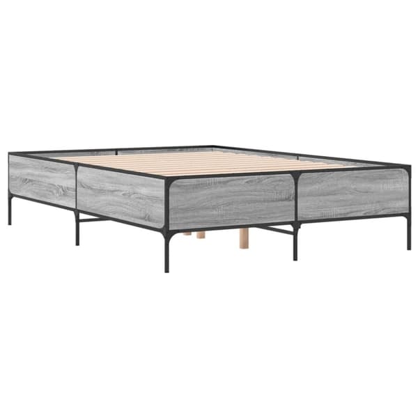 sengestel 120x190 cm konstrueret træ og metal grå sonoma-eg