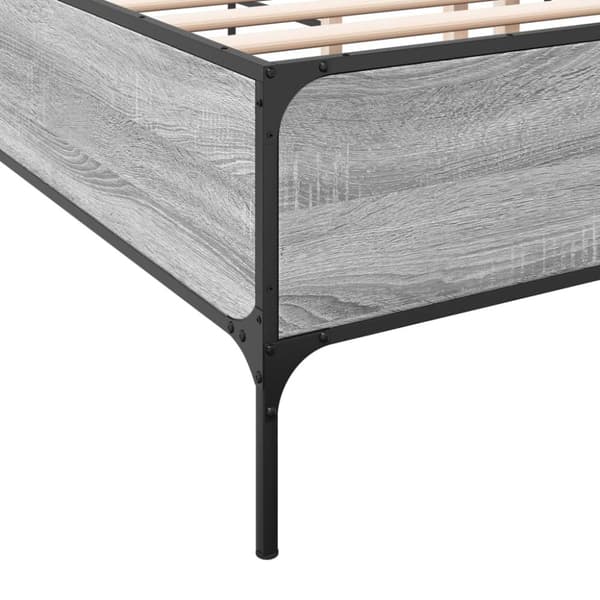 sengestel 120x190 cm konstrueret træ og metal grå sonoma-eg