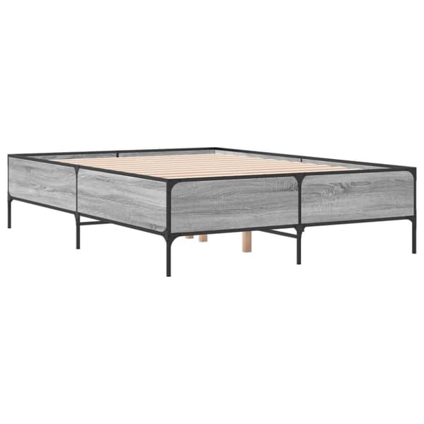 sengestel 120x190 cm konstrueret træ og metal grå sonoma-eg