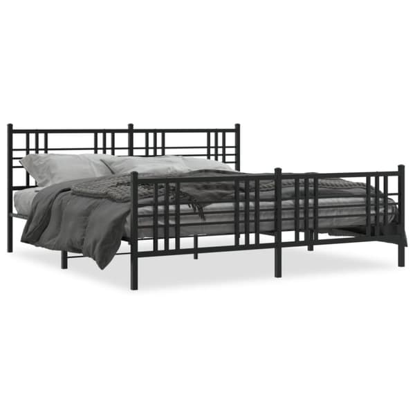 sengeramme med sengegavl og fodgærde 193x203 cm metal sort
