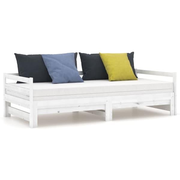 Dagbädd utdragbar vit massiv furu 2x(90x200) cm