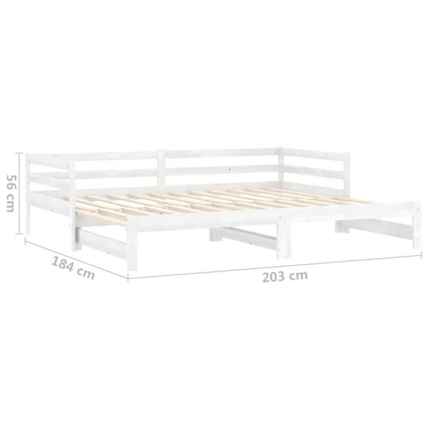 Dagbädd utdragbar vit massiv furu 2x(90x200) cm