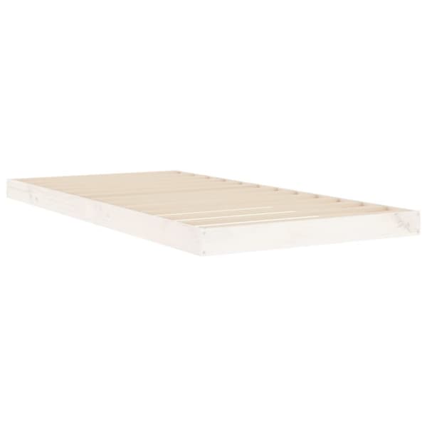 Sängram 90x190 cm massiv furu vit