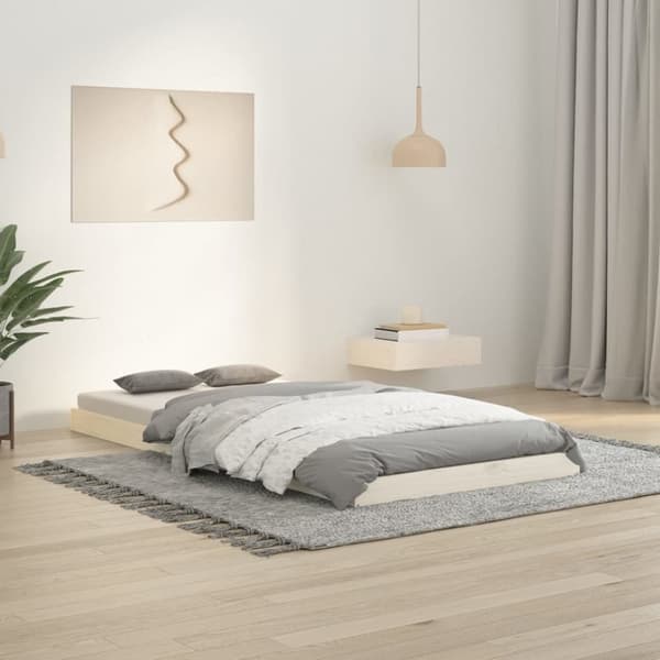 Sängram 90x190 cm massiv furu vit