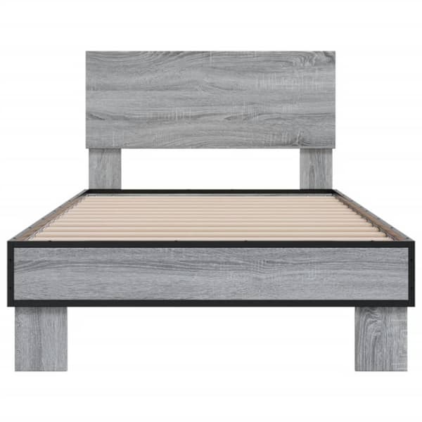 sengeramme 75x190 cm konstrueret træ og metal grå sonoma-eg