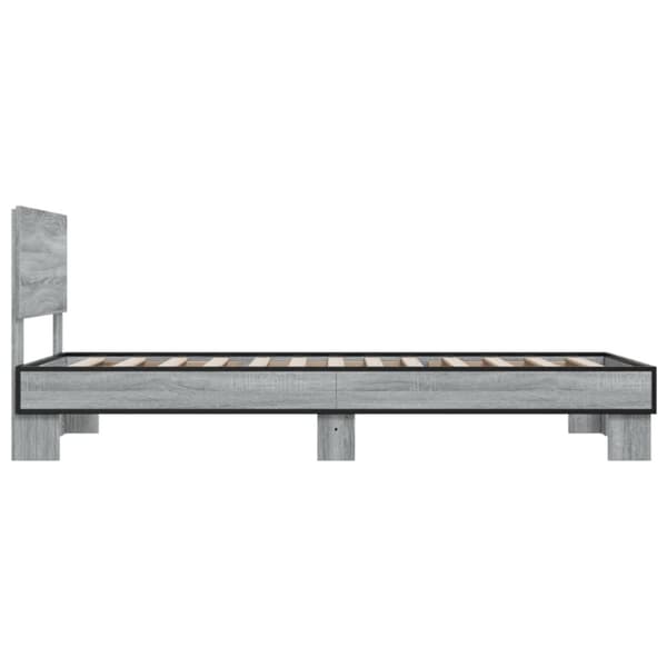 sengeramme 75x190 cm konstrueret træ og metal grå sonoma-eg