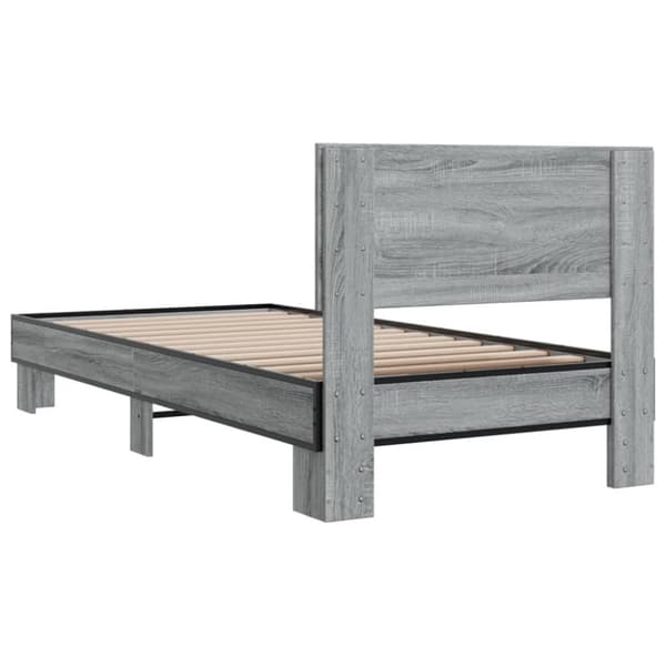 sengeramme 75x190 cm konstrueret træ og metal grå sonoma-eg