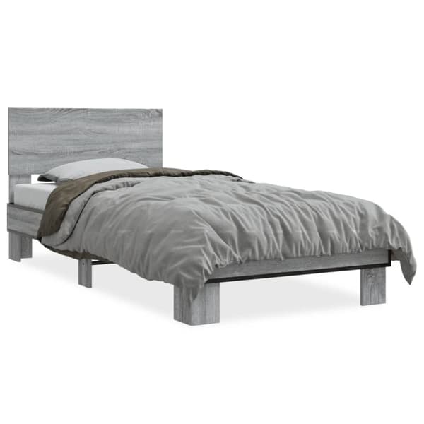 sengeramme 75x190 cm konstrueret træ og metal grå sonoma-eg