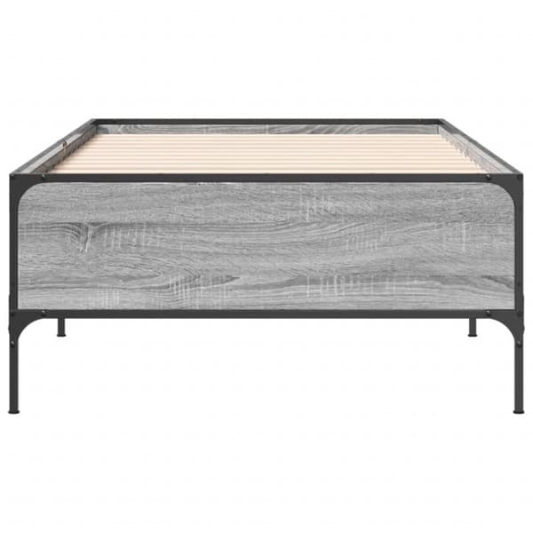 sengeramme 90x190 cm konstrueret træ og metal grå sonoma-eg