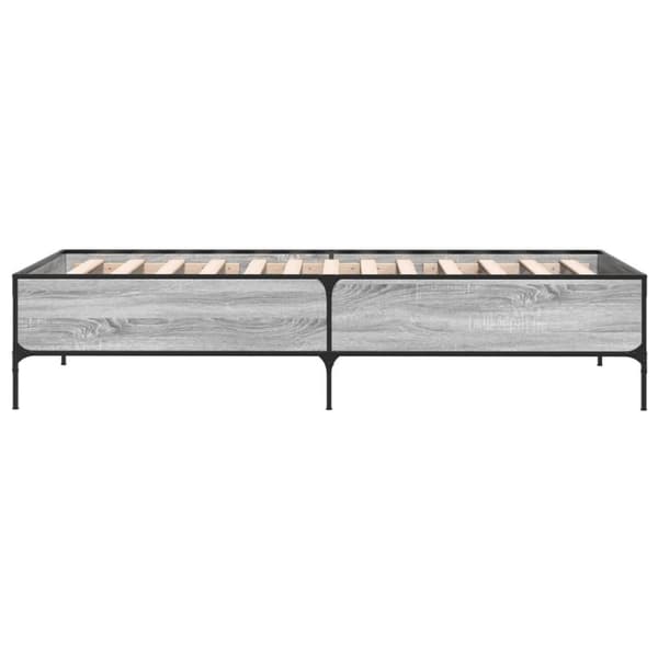 sengeramme 90x190 cm konstrueret træ og metal grå sonoma-eg