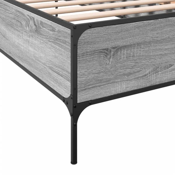 sengeramme 90x190 cm konstrueret træ og metal grå sonoma-eg
