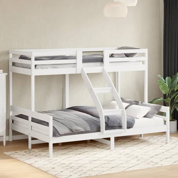 køjeseng 90x200/140x200 cm massivt fyrretræ hvid