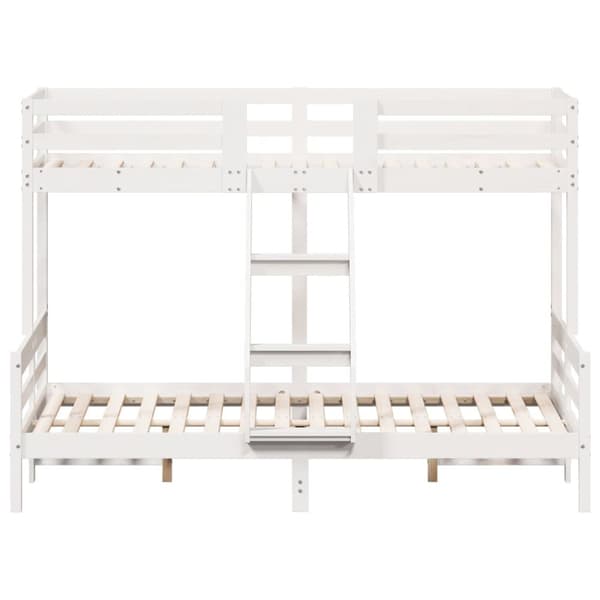 køjeseng 90x200/140x200 cm massivt fyrretræ hvid