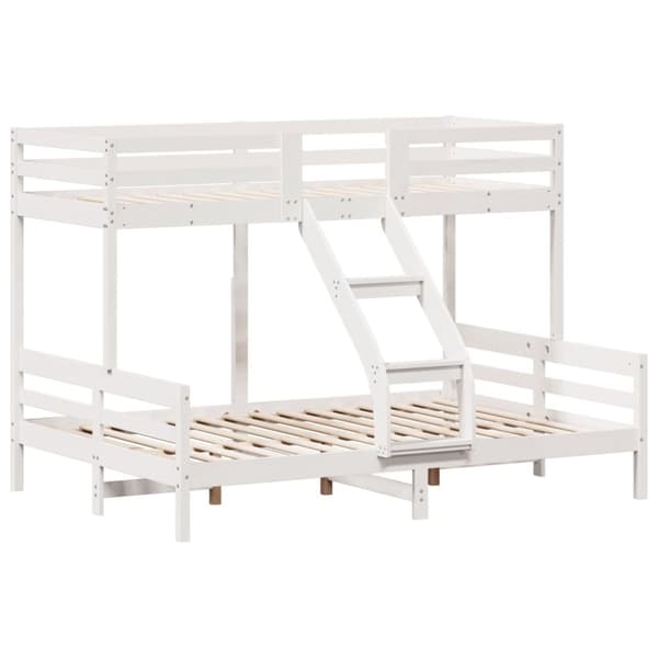 køjeseng 90x200/140x200 cm massivt fyrretræ hvid