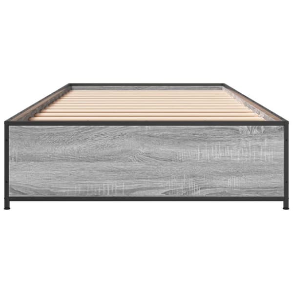 sengeramme 90x190 cm konstrueret træ og metal grå sonoma-eg